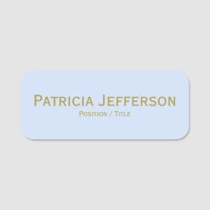 Ice Light Pale Blue Gold Professional Modern Name Tag