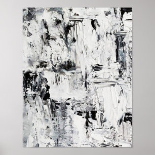Ice melting abstract black and white poster