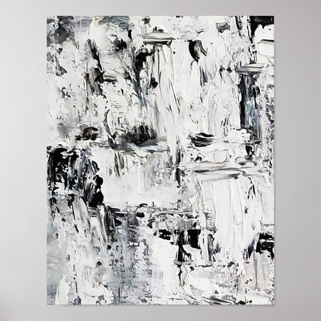 Ice melting abstract black and white poster (Front)