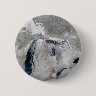 Ice On The Great Lakes, United States. 6 Cm Round Badge