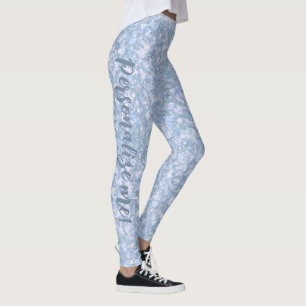 Ice Palace Pale Blue Glitter CUSTOM TEXT Leggings