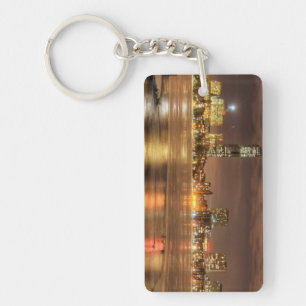 Ice partially melted on Charles River in Boston Key Ring