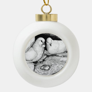 Ice Pigeons Ceramic Ball Christmas Ornament