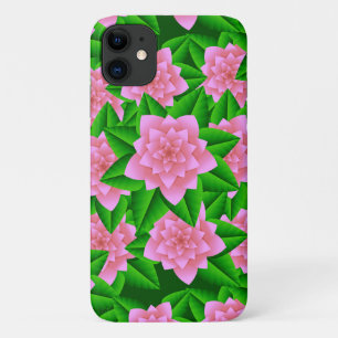 Ice Pink Camellias and Green Leaves iPhone 11 Case