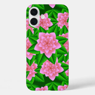 Ice Pink Camellias and Green Leaves iPhone 16 Plus Case