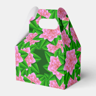 Ice Pink Camellias and Green Leaves Favour Box