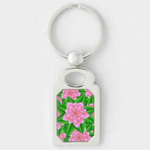 Ice Pink Camellias and Green Leaves Key Ring