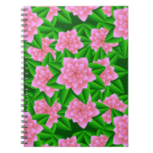 Ice Pink Camellias and Green Leaves Spiral Notebook
