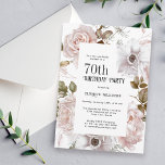 Ice Pink Roses Watercolor Floral 70th Birthday Invitation<br><div class="desc">An elegant watercolor floral 70th birthday party invitation, this design features beautiful watercolor roses in winter ice pink framing the text. All of the text can be personalised with your custom party text, including the age. You can also use this invitation template for other ages by personalising the number 70...</div>
