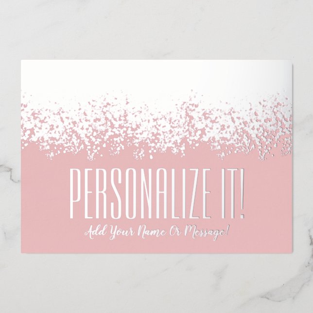 Ice Pink With Silver Foil Glitzy Border Card (Front)