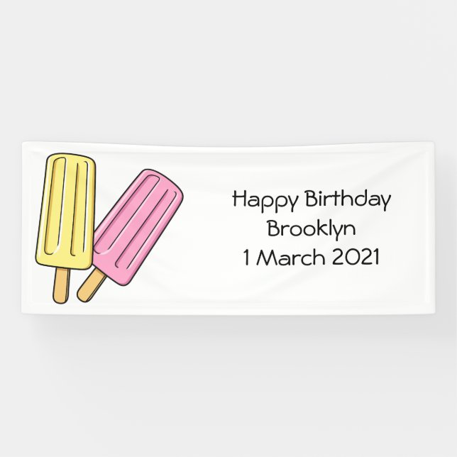 Ice pop cartoon illustration banner (Horizontal)