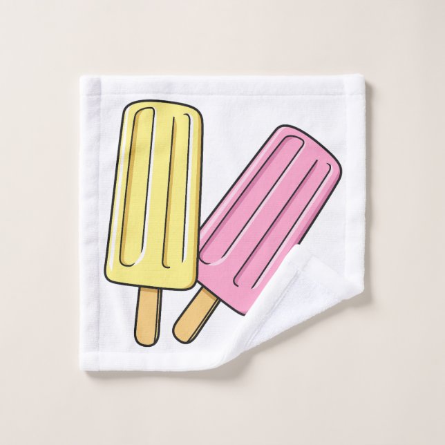 Ice pop cartoon illustration bath towel set (Wash Cloth)