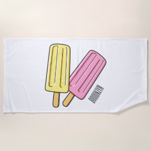 Ice pop cartoon illustration beach towel