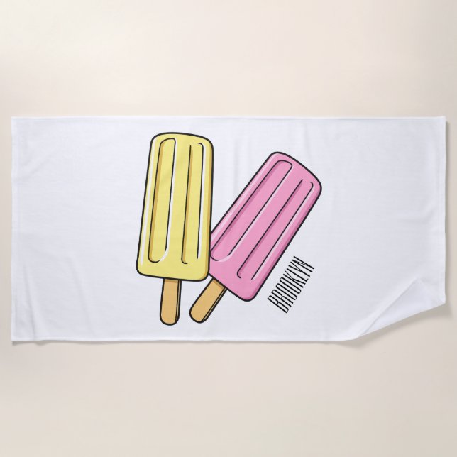 Ice pop cartoon illustration  beach towel (Front)
