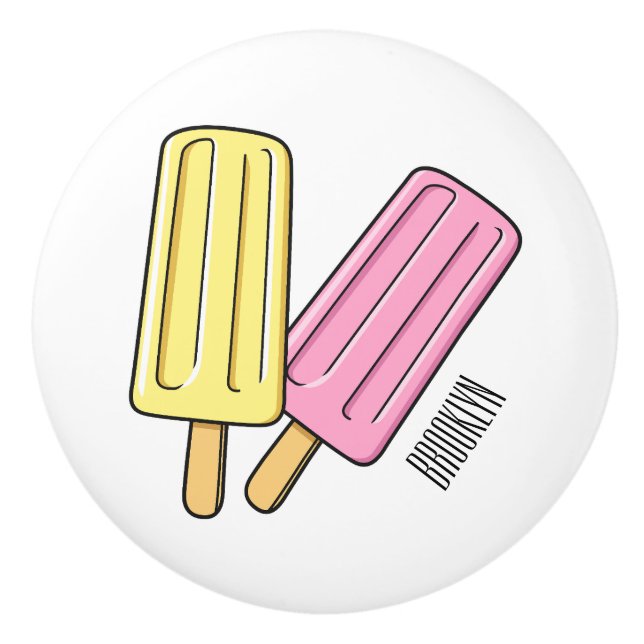 Ice pop cartoon illustration ceramic knob (Front)