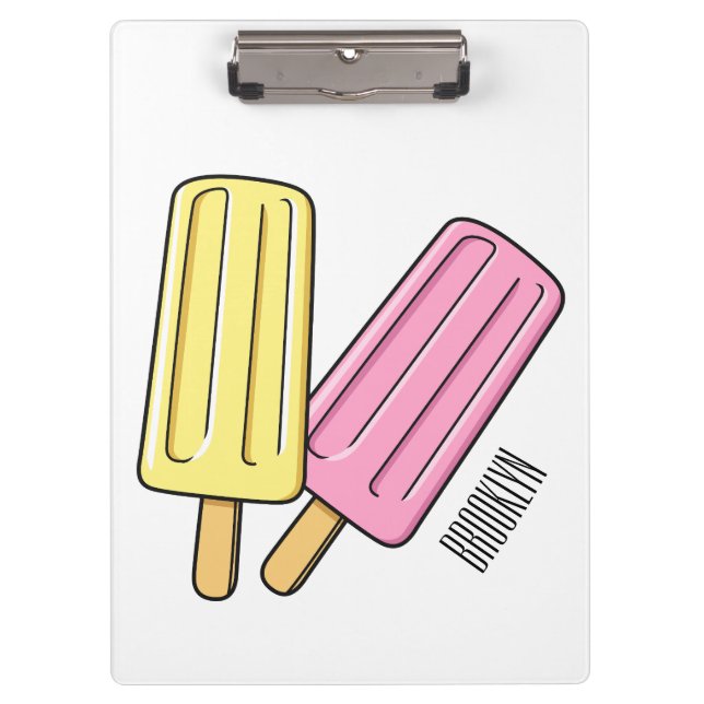 Ice pop cartoon illustration clipboard (Front)