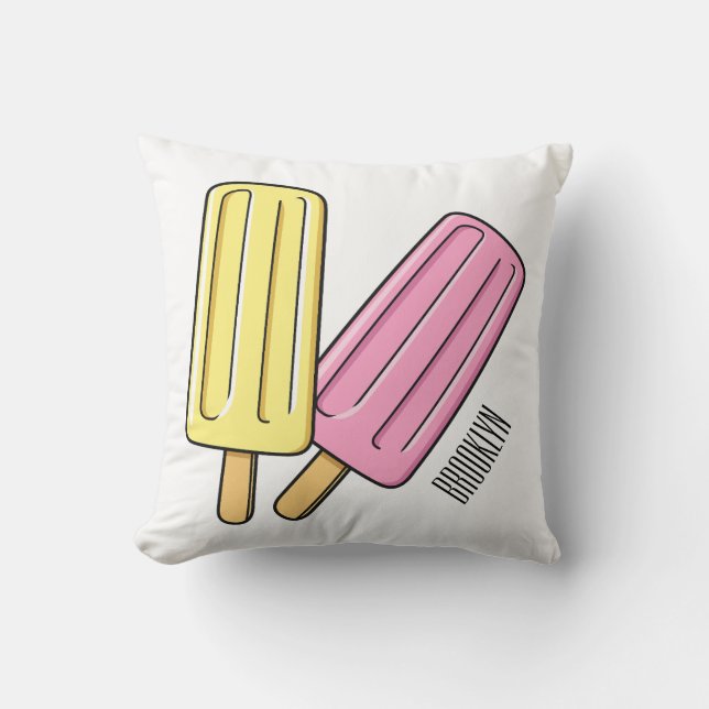 Ice pop cartoon illustration cushion (Front)