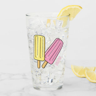Ice pop cartoon illustration glass