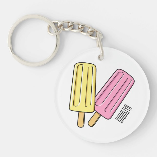 Ice pop cartoon illustration  key ring (Front)