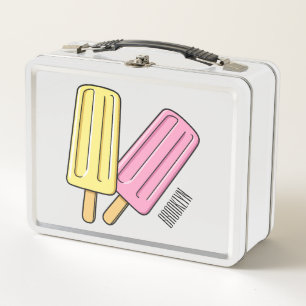 Ice pop cartoon illustration metal lunch box