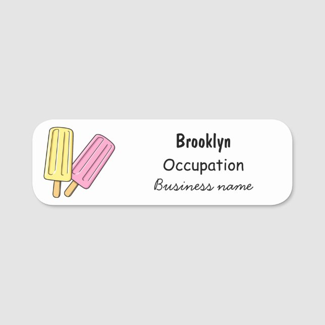 Ice pop cartoon illustration name tag (Front)