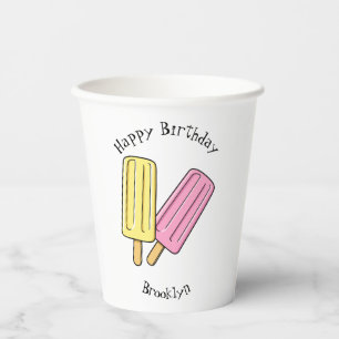Ice pop cartoon illustration paper cups