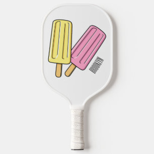 Ice pop cartoon illustration pickleball paddle