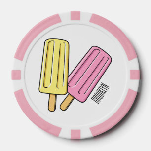 Ice pop cartoon illustration  poker chips