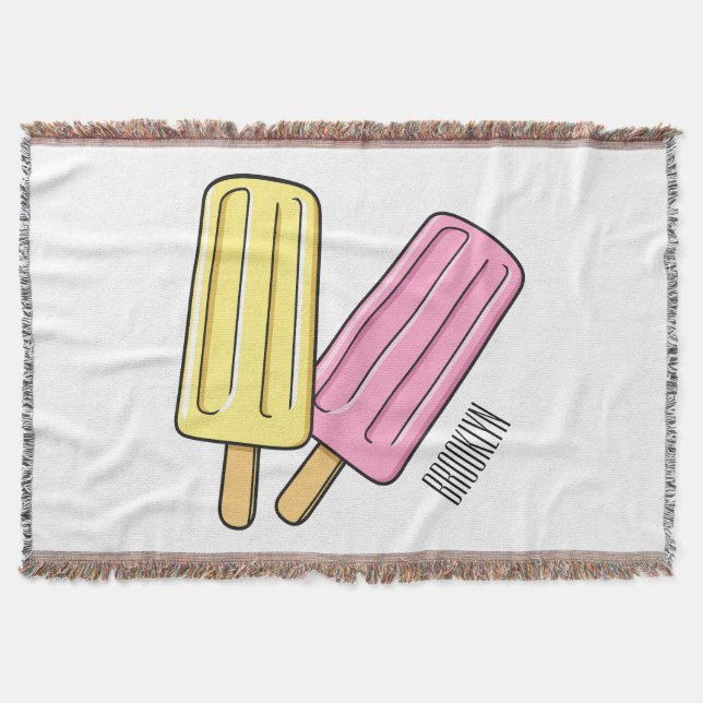 Ice pop cartoon illustration throw blanket (Front)