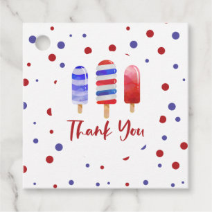 Ice Pops One Red White Blue Thank You Favour Tags