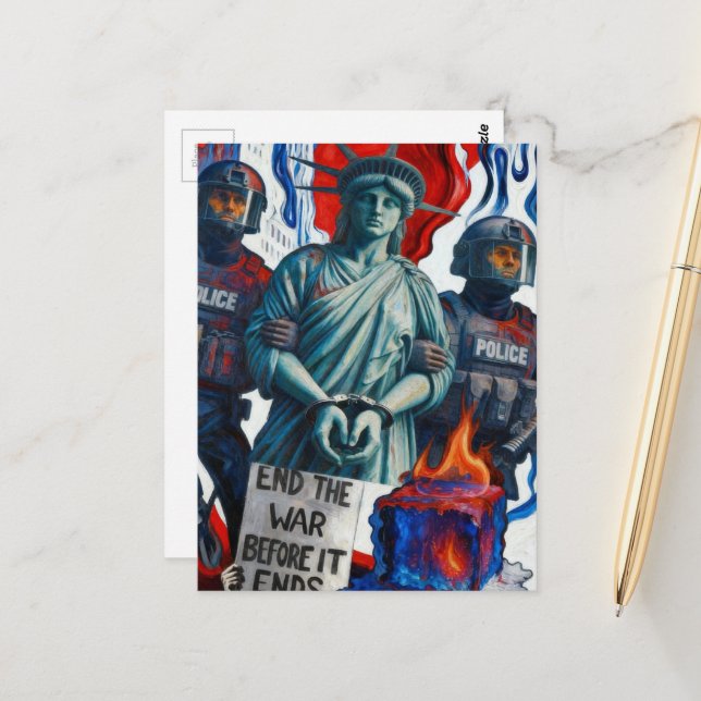 ice protest lady liberty arrested by police  postcard (Front/Back In Situ)