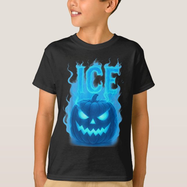 Ice Pumpkin Soky Jack O Lantern Ice Halloween E  T-Shirt (Front)