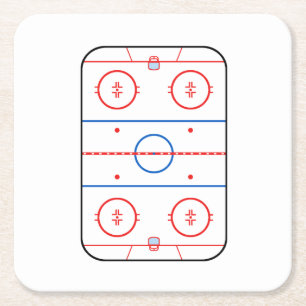 Ice Rink Diagram Hockey Game Graphic Square Paper Coaster