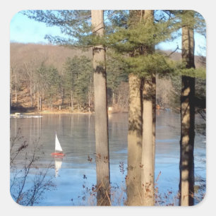 Ice Sailing on the Lake --- Square Sticker