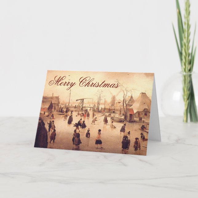 Ice Scene ~ Vintage Christmas Holiday Card (Front)