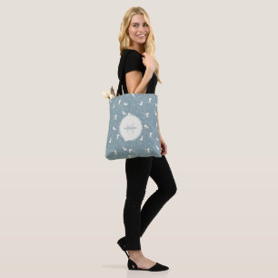 Ice Skate and Snowflake Pattern Tote Bag