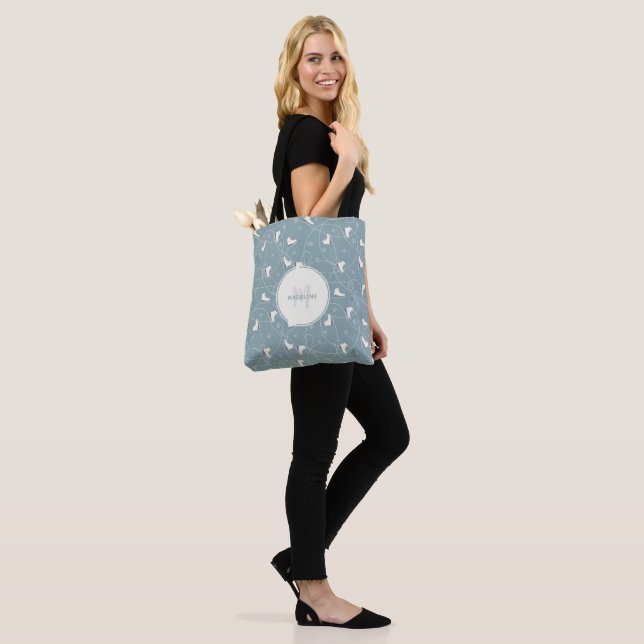 Ice Skate and Snowflake Pattern Tote Bag (On Model)