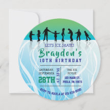 Ice Skate ICE SKATING birthday Party Invitation