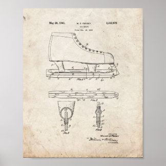 Ice Skate Patent - Old Look Poster