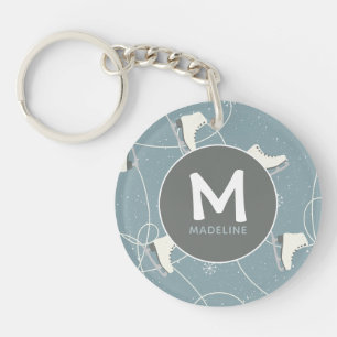 Ice Skate Pattern Personalized  Key Ring