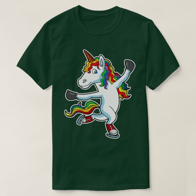 Ice Skate Unicorn Figure Skater Skating T-Shirt (Design Front)