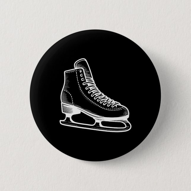 Ice Skate Winter Sports Line Art Outline Drawing  6 Cm Round Badge (Front)