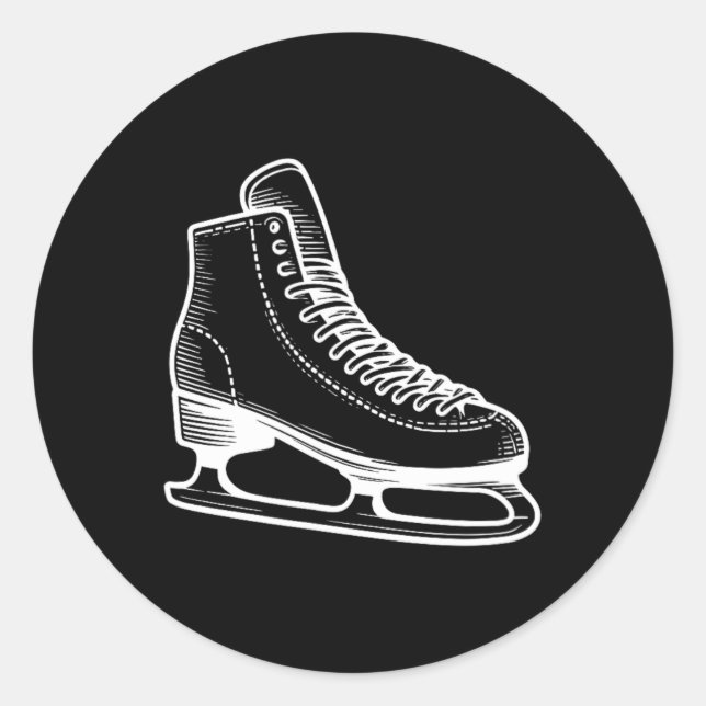 Ice Skate Winter Sports Line Art Outline Drawing  Classic Round Sticker (Front)