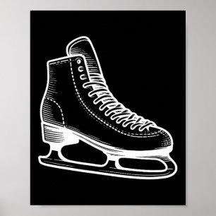 Ice Skate Winter Sports Line Art Outline Drawing Poster