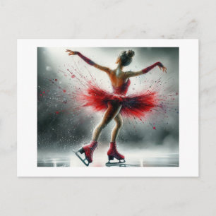 Ice Skater in Red,  Postcard