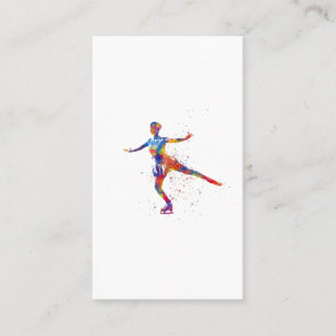 Ice skater in watercolor business card