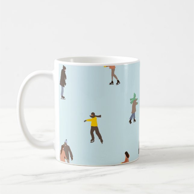 Ice Skaters On Lake │ ice skating christmas winter Coffee Mug (Left)