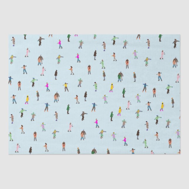Ice Skaters On Lake │ ice skating christmas winter Tissue Paper (Front)