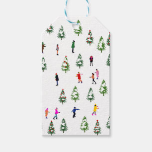 Ice Skaters Pine │ ice skating christmas winter Gift Tags