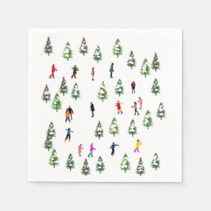 Ice Skaters Pine │ ice skating christmas winter Napkin